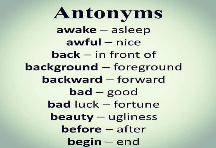 Complete Antonyms Words Image List Galleries 